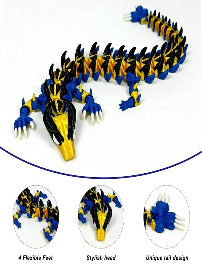 Kizcmvre 3D Printed Dragon,3D Printed Dragon Model,Flexible Articulated 3D Dragon Fidget Model,Unique 3D Printed Animals Gift and Desktop Decoration (Gold & Black-10 inch). - Image 3